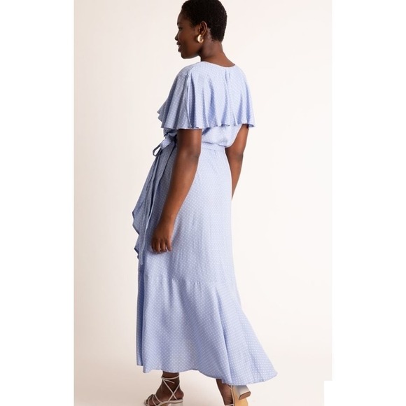 Eloquii flare sleeve polka dot maxi wrap dress plus size 16 new - Picture 3 of 5